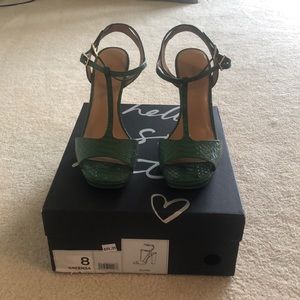 Green Croc Embossed Heels